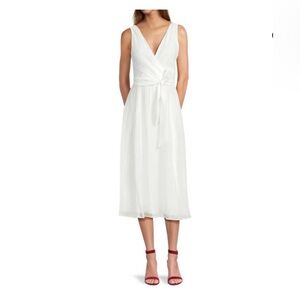 HALSTON Crossover Front Midi Dress